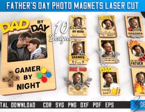 Paquete De Imanes Con Foto Para El Dia Del Padre Creativo Digital